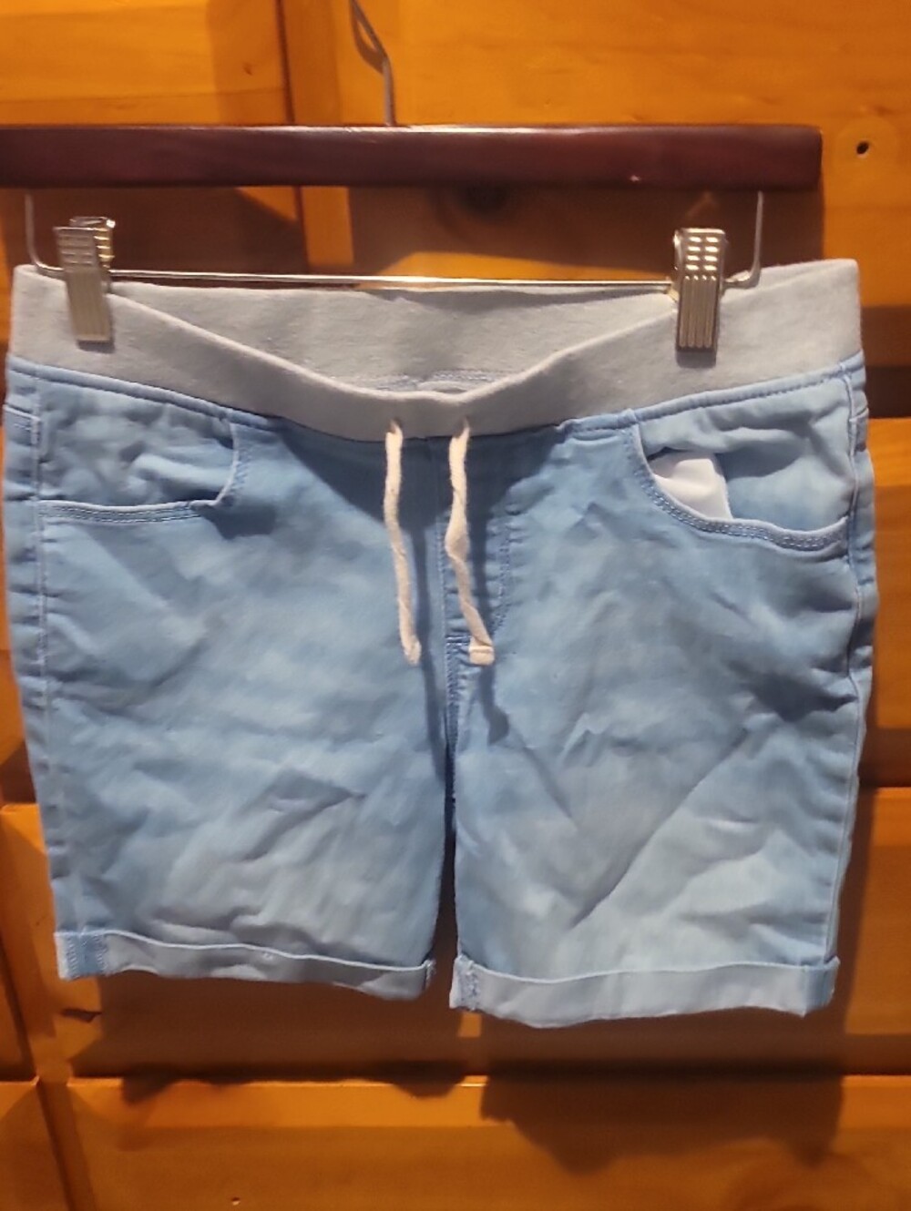 wonder nation Light Blue High-Waist Drawstring Women’s Shorts - Picture 5 of 6